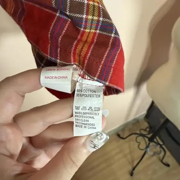 🔥 RED PLAID MINI SKIRT - ROMWE SIZE LARGE 🔥 - Picture 4 of 8